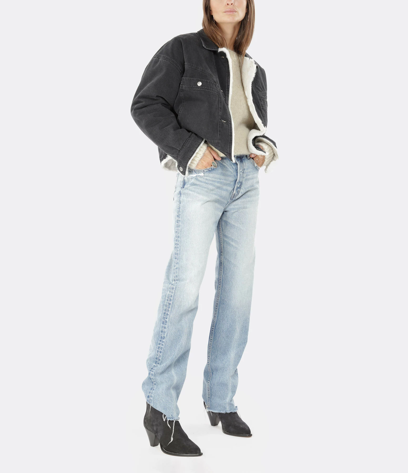 Meilleur prix 😍 ISABEL MARANT Veste Paoleta Coton Denim Noir 😀 4 Meilleur prix 😍 ISABEL MARANT Veste Paoleta Coton Denim Noir 😀 – Image 4