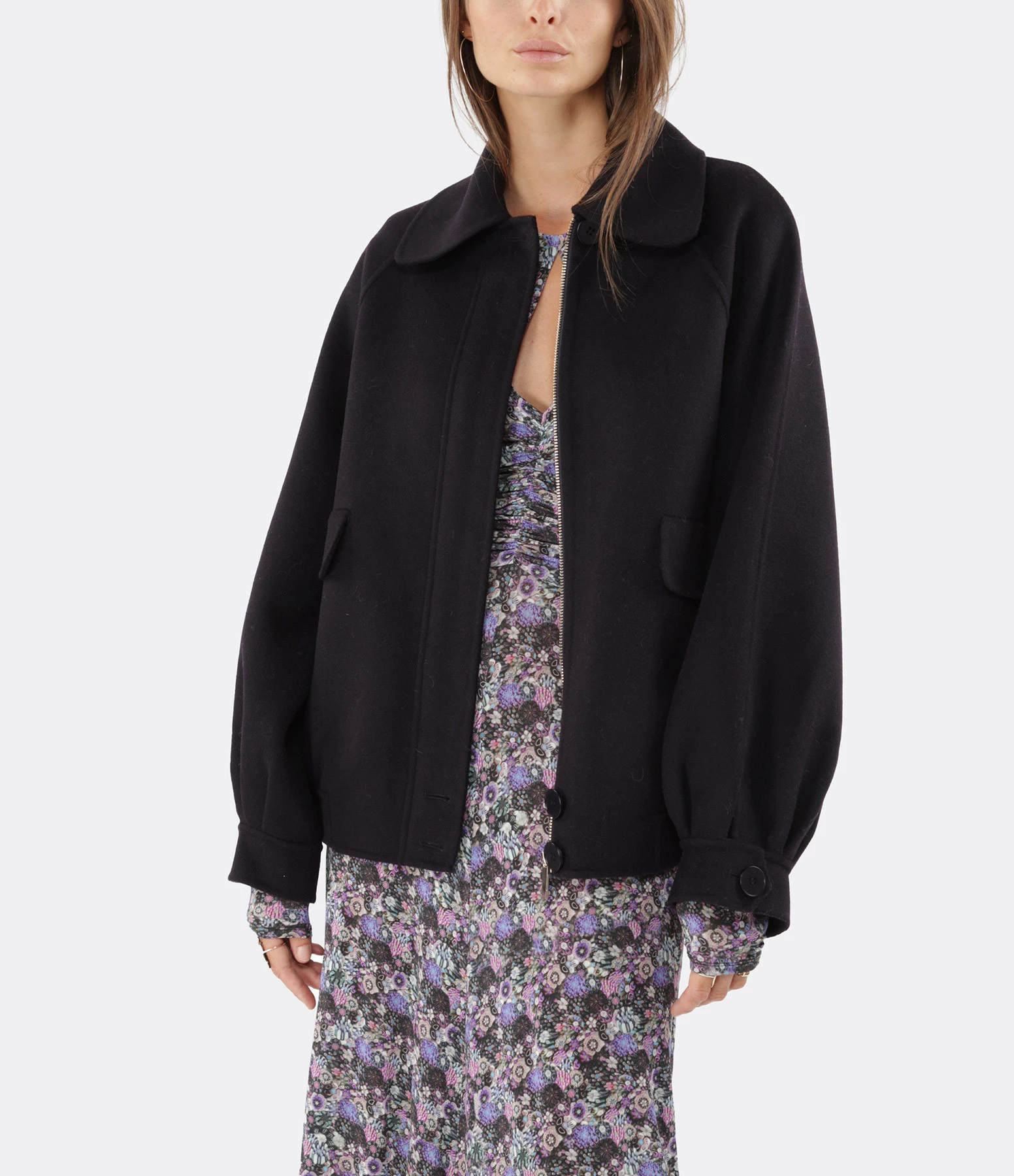 Nouveau ???? TARA JARMON Blouson Blandine Laine Bleu Nocturne ???? 2 Nouveau ???? TARA JARMON Blouson Blandine Laine Bleu Nocturne ???? – Image 2