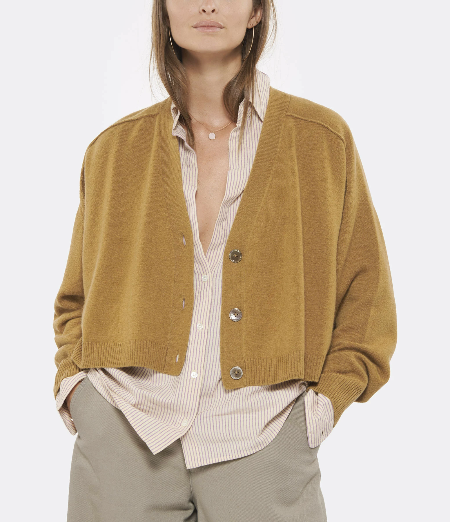 Remise 🌟 VANESSA BRUNO Gilet Venezuela Laine Marron Kaki 😀 3 Remise 🌟 VANESSA BRUNO Gilet Venezuela Laine Marron Kaki 😀 – Image 3