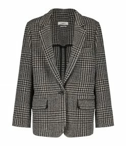 Acheter 🔥 ISABEL MARANT ÉTOILE Veste Blazer Charlyne Laine Organique Écru Noir ❤️