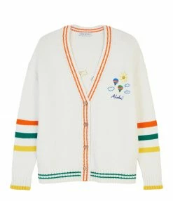 Coupon 🧨 MIRA MIKATI Gilet Brodé Coton Écru 🥰