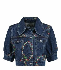 De gros ❤️ GANNI Veste Denim Imprimé Bleu 🎁