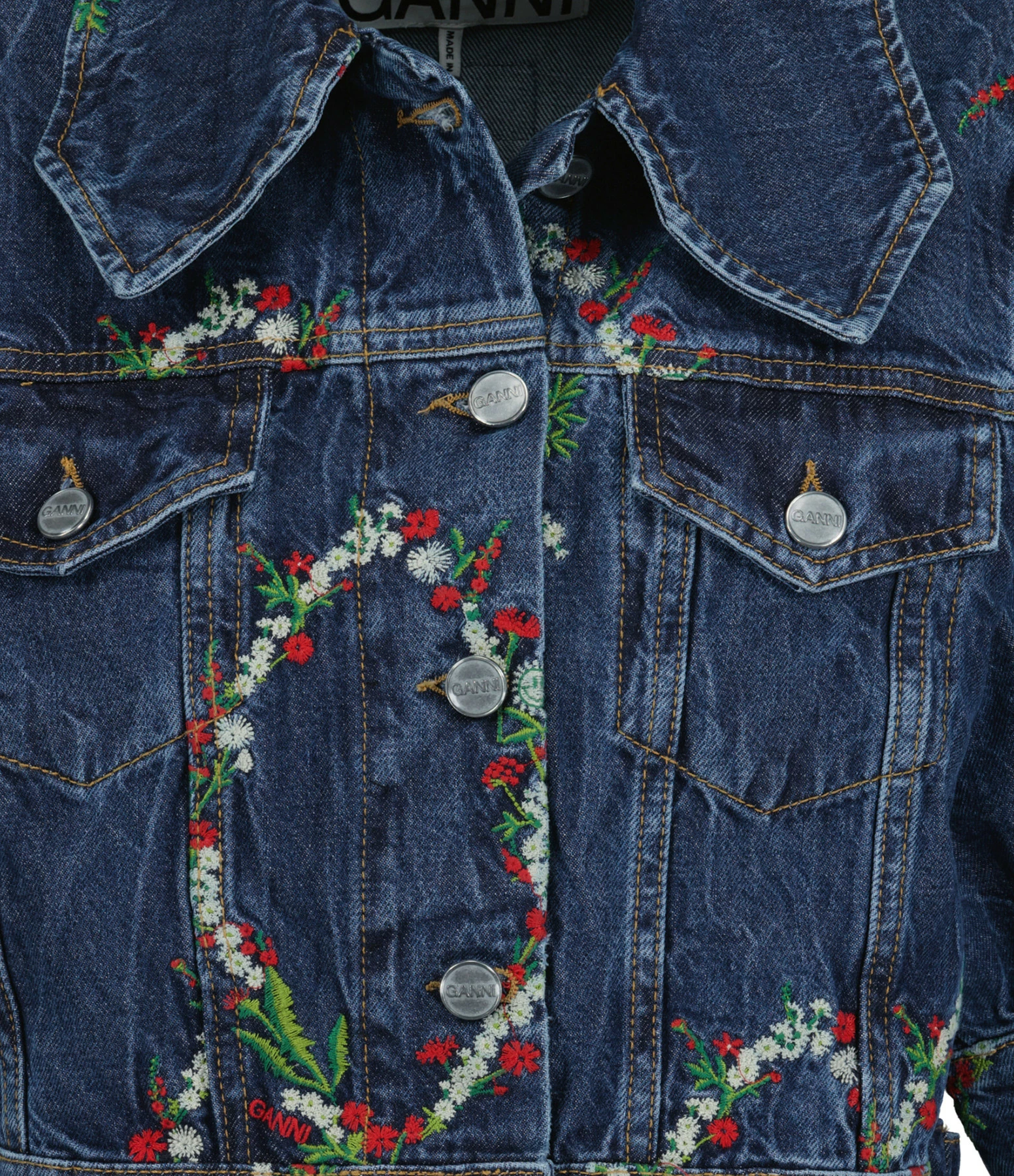 De gros ❤️ GANNI Veste Denim Imprimé Bleu 🎁 2 De gros ❤️ GANNI Veste Denim Imprimé Bleu 🎁 – Image 2