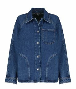 Bon marché ⌛ A.P.C. Veste Suzanne Coton Bleu Indigo Délavé 😀