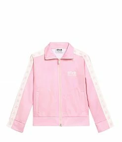 Sortie 👍 GOLDEN GOOSE Veste Enfant Star Étoiles Zip Rose Blanc ✨