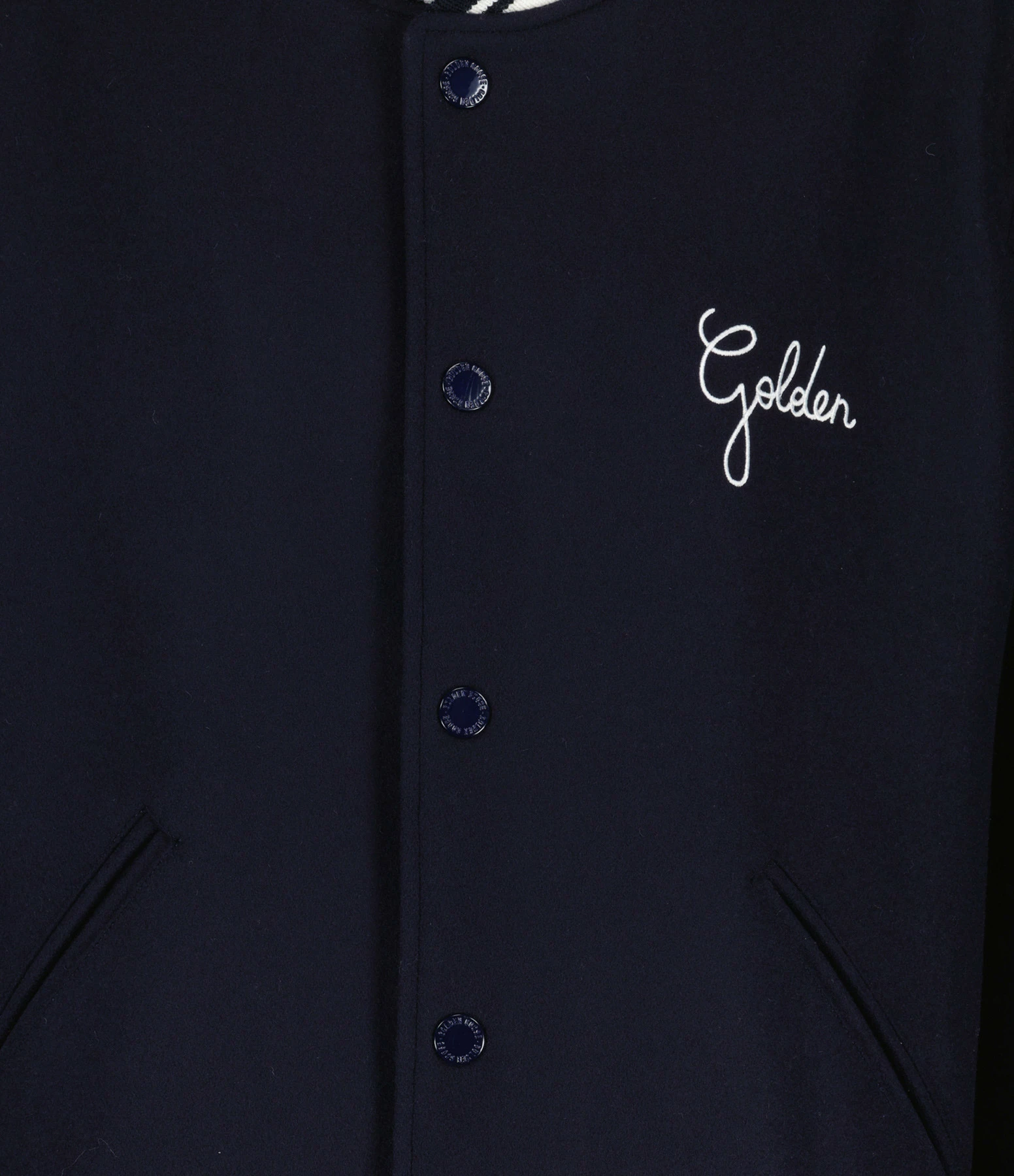 Nouveau ???? GOLDEN GOOSE Veste Bomber Homme Golden Laine Bleu Foncé ???? 2 Nouveau ???? GOLDEN GOOSE Veste Bomber Homme Golden Laine Bleu Foncé ???? – Image 2