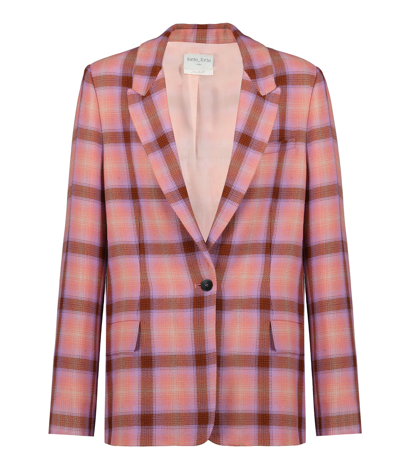 Budget 🎁 FORTE_FORTE Veste Blazer Tartan Laine Vierge Rose Wow 🤩 1 Budget 🎁 FORTE_FORTE Veste Blazer Tartan Laine Vierge Rose Wow 🤩