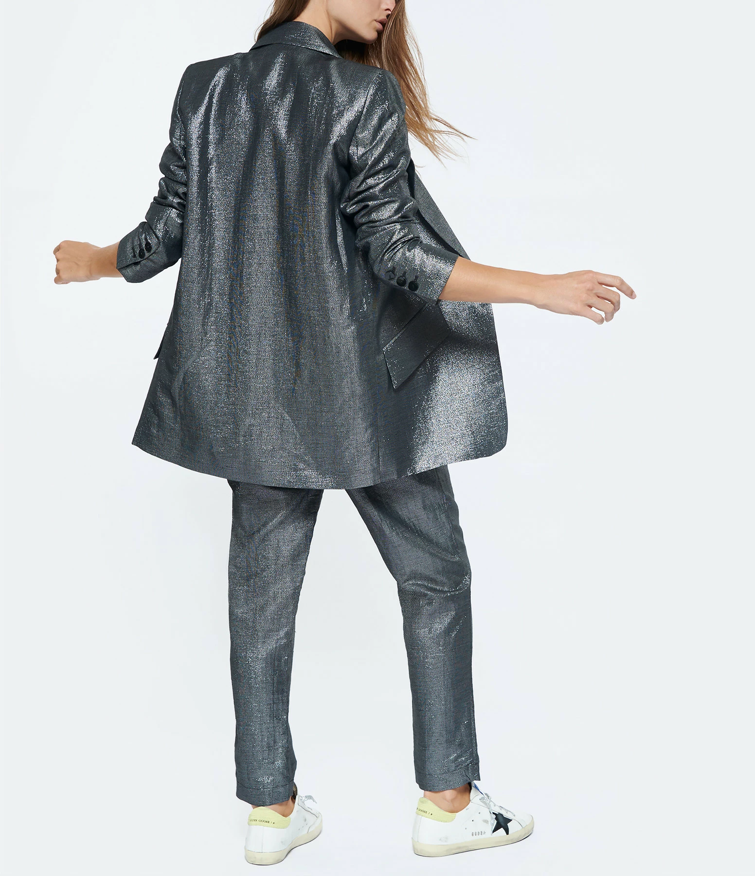 Bon marché 🥰 JEANNE VOULAND Veste Blazer Haivy Lin Lurex Noir Argenté 😉 5 Bon marché 🥰 JEANNE VOULAND Veste Blazer Haivy Lin Lurex Noir Argenté 😉 – Image 5