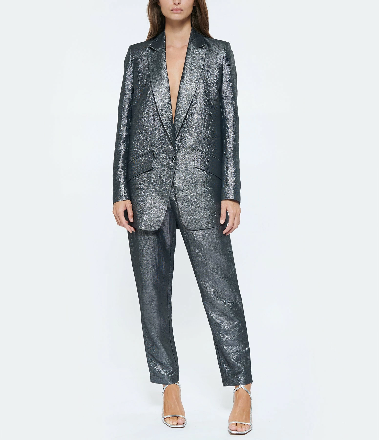 Bon marché 🥰 JEANNE VOULAND Veste Blazer Haivy Lin Lurex Noir Argenté 😉 6 Bon marché 🥰 JEANNE VOULAND Veste Blazer Haivy Lin Lurex Noir Argenté 😉 – Image 6