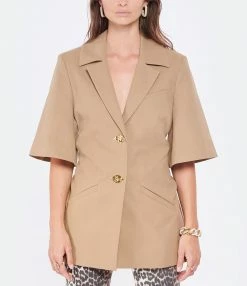 Nouveau 🥰 GANNI Veste De Costume Manches Courtes Coton Chêne 🤩 -BOUTIQUE MARGAUX LONNBERG unnamed file 870