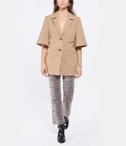 Nouveau 🥰 GANNI Veste De Costume Manches Courtes Coton Chêne 🤩 -BOUTIQUE MARGAUX LONNBERG unnamed file 871