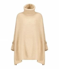 Nouveau 💯 KUJTEN Poncho Ciara Col Roulé Cachemire Beige Organique 🧨