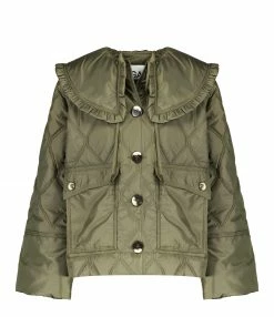 Nouveau 🌟 GANNI Veste Ripstop Quilt Vert Kalamata 💯