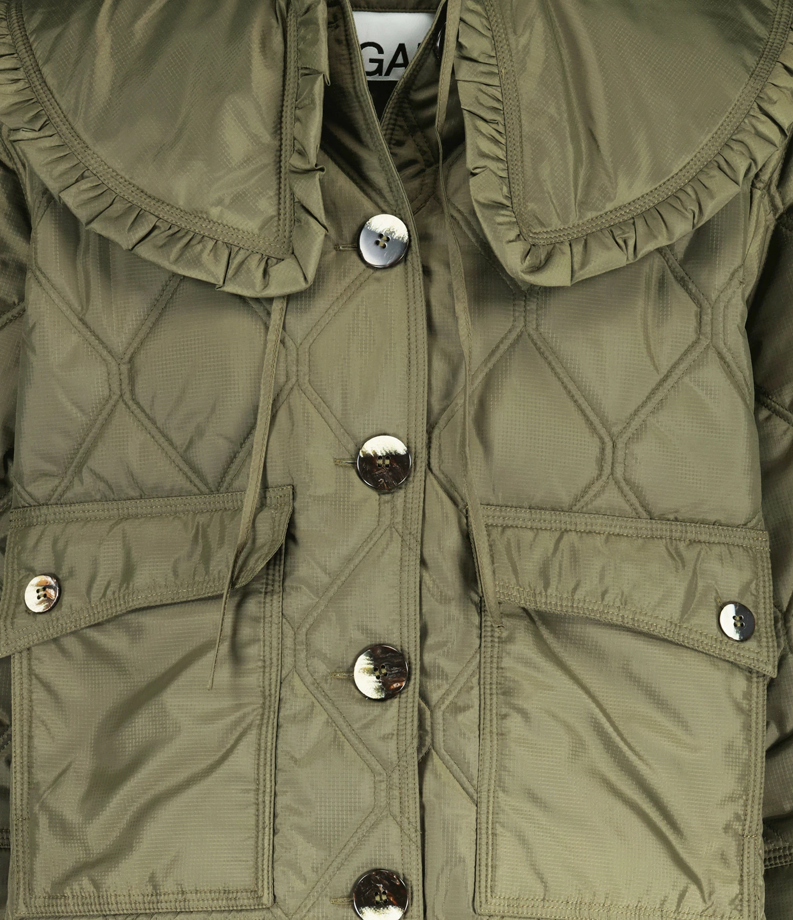 Nouveau ???? GANNI Veste Ripstop Quilt Vert Kalamata ???? 2 Nouveau ???? GANNI Veste Ripstop Quilt Vert Kalamata ???? – Image 2