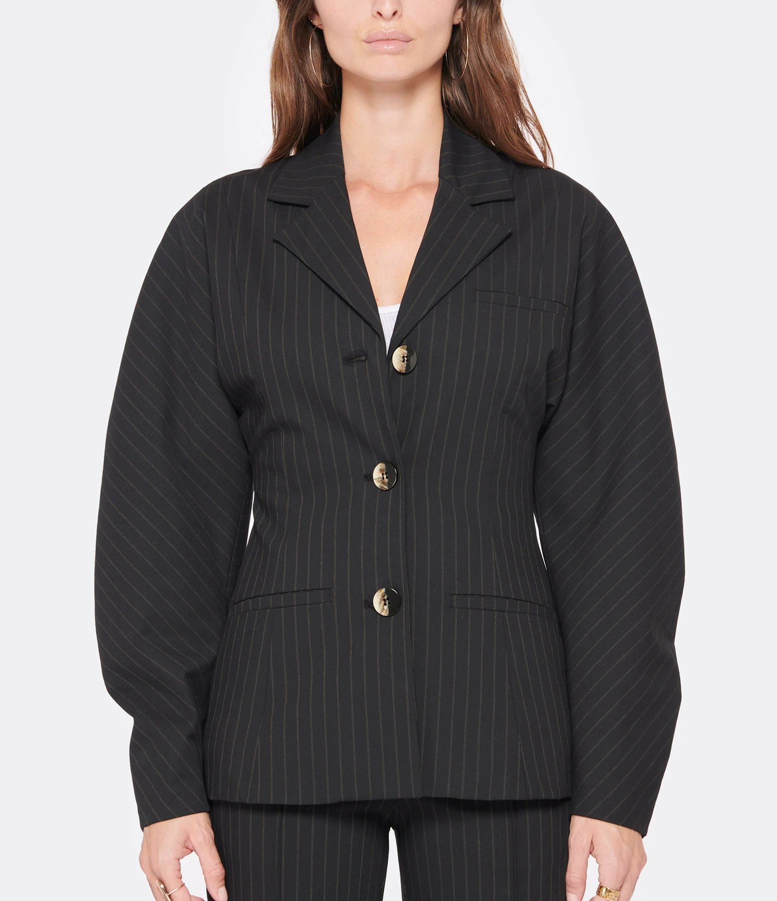Top 10 🥰 GANNI Veste Blazer Stretch Rayures Noir ⌛ 3 Top 10 🥰 GANNI Veste Blazer Stretch Rayures Noir ⌛ – Image 3