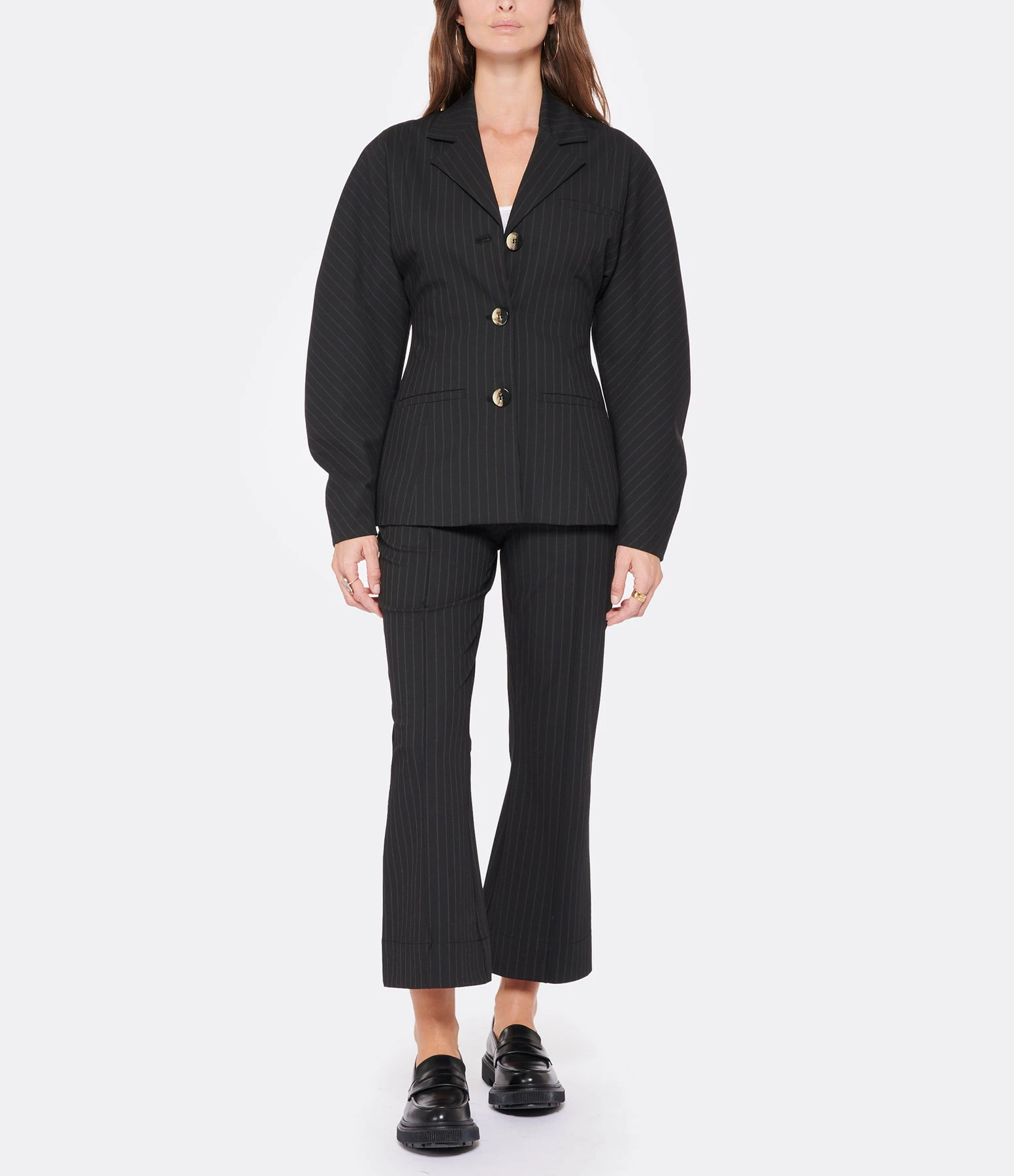 Top 10 🥰 GANNI Veste Blazer Stretch Rayures Noir ⌛ 4 Top 10 🥰 GANNI Veste Blazer Stretch Rayures Noir ⌛ – Image 4