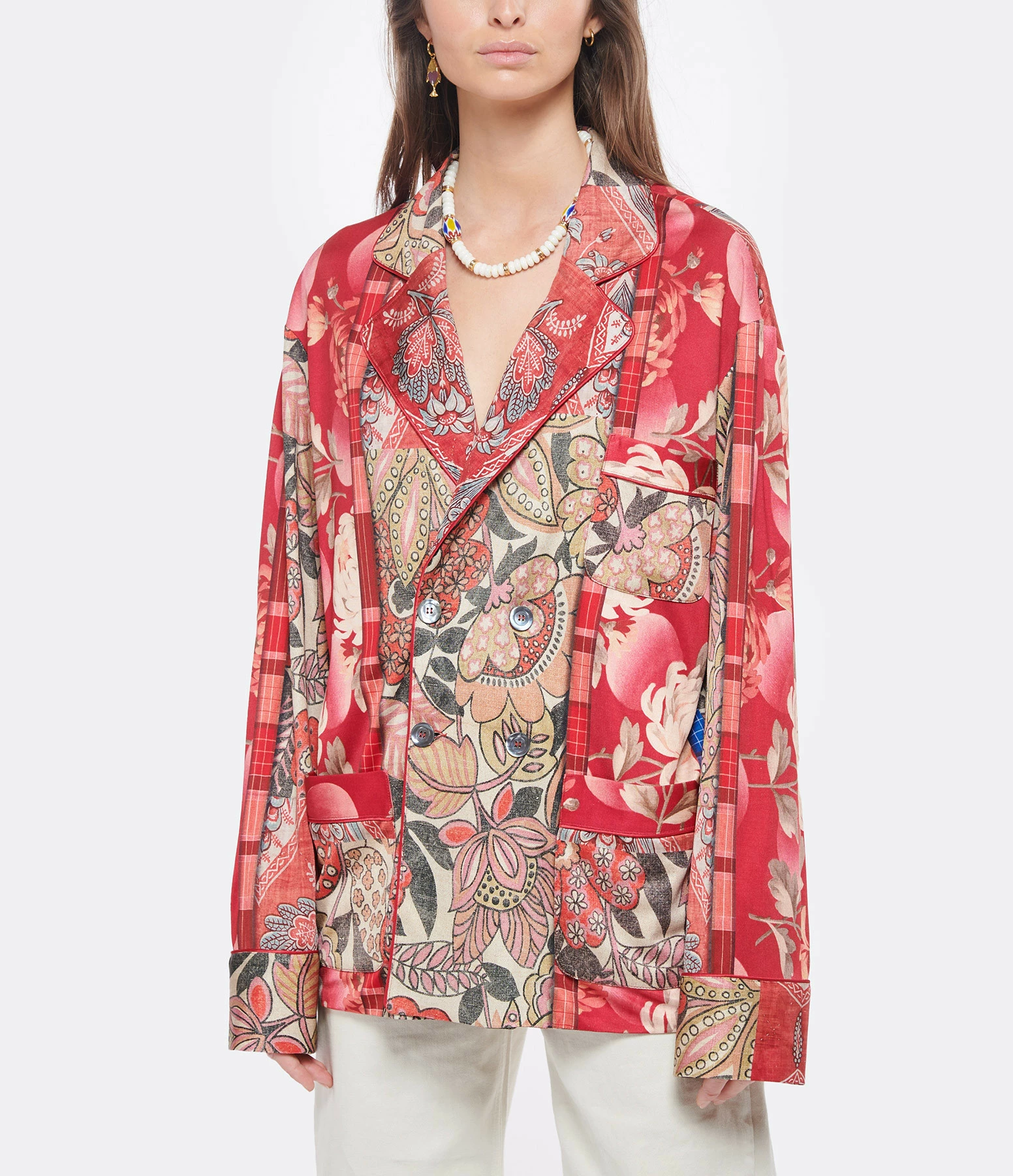 Nouveau 🧨 PIERRE-LOUIS MASCIA Veste Febo Soie Imprimé Rose 🥰 3 Nouveau 🧨 PIERRE-LOUIS MASCIA Veste Febo Soie Imprimé Rose 🥰 – Image 3